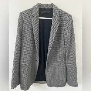 Zara black and white houndstooth blazer